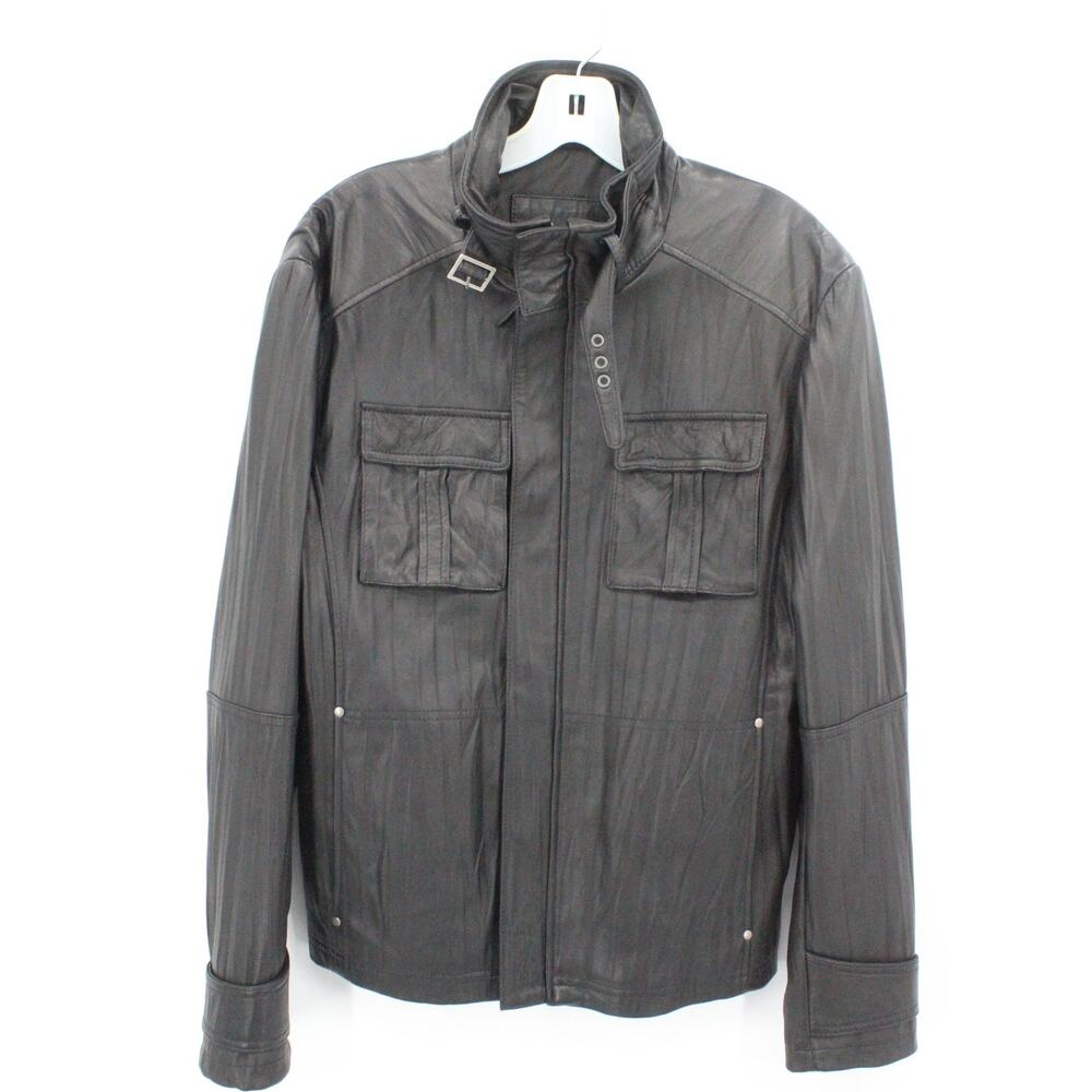 Murano Men’s Genuine Lambskin Leather Size Medium Black Textured